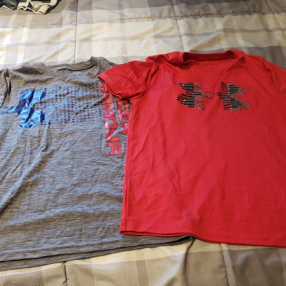 Under Armour Kids' Blue and Red Short Sleeve Tees